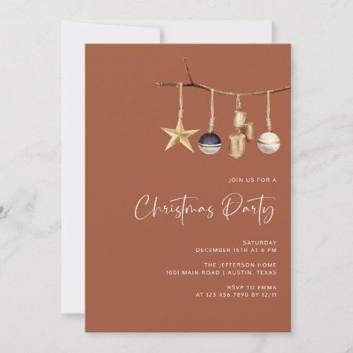 Rustic Elegant Christmas Party Invitation Template | Zazzle