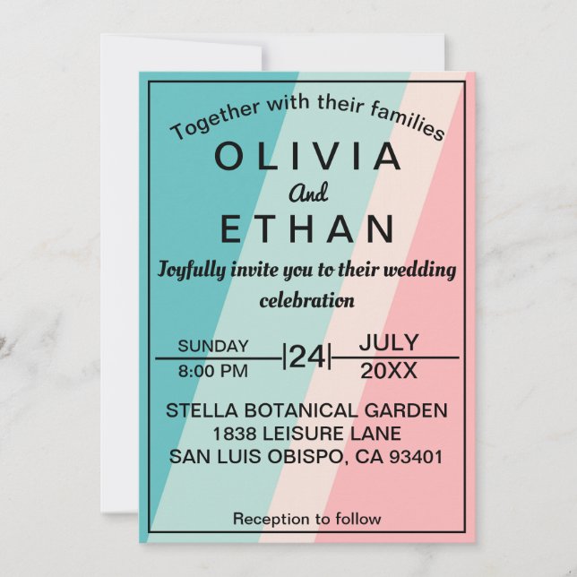 Rustic elegant colorful stylish Wedding Invitation (Front)