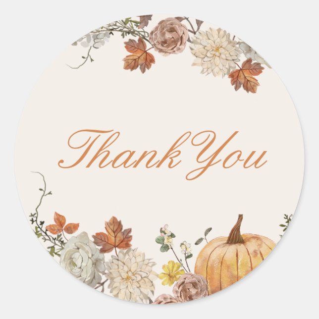 Rustic Elegant Fall Baby Shower Favor Classic Round Sticker (Front)