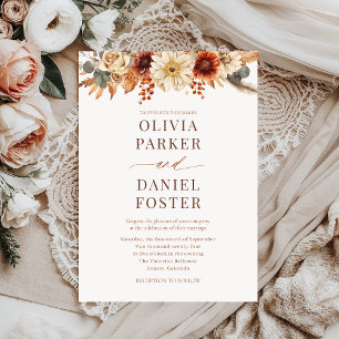 Rustic Elegant Fall Floral Wedding Invitation