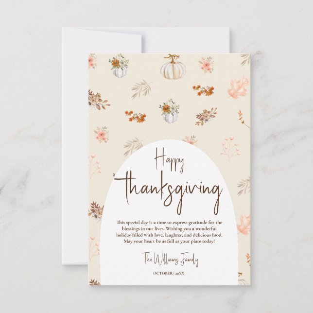 Rustic Elegant Fall Thanksgiving Greeting  Card (Front)