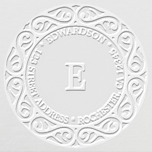 Rustic elegant family monogrammed return address embosser