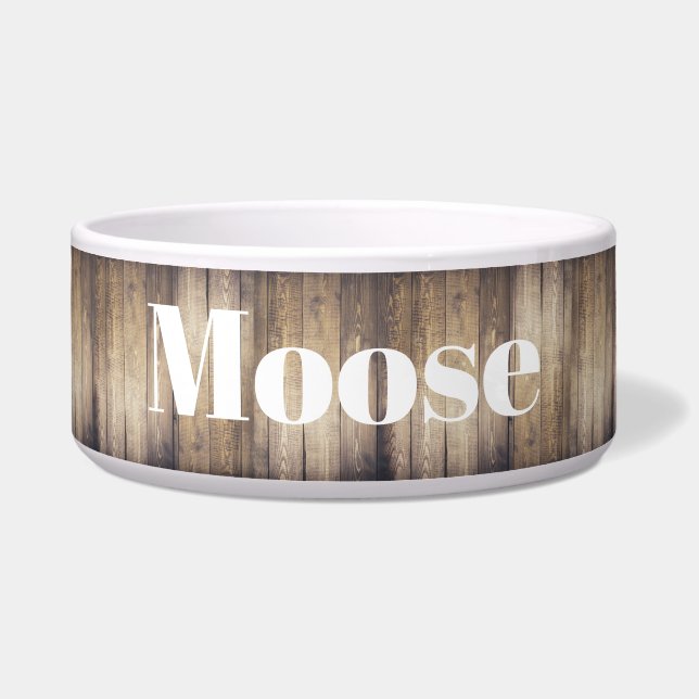 Rustic Elegant Farmhouse Light Wood | Pet Name Bowl (Front)