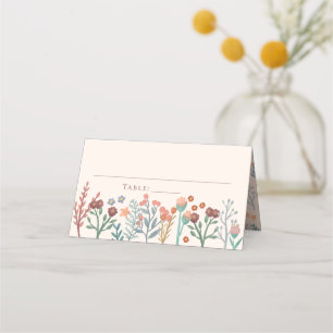 Rustic Elegant Floral Boho Wildflowers Wedding Place Card