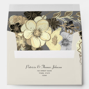 Rustic Elegant Floral Ivory Wedding Envelope