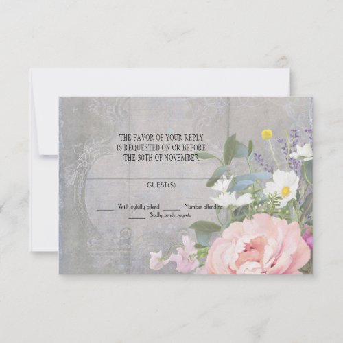 Rustic Elegant Floral RSVP Card