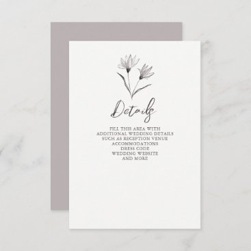 Rustic Elegant Floral Sketch Wedding Enclosure Card