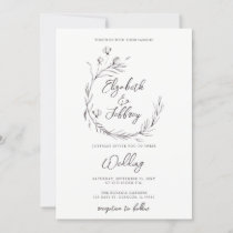 Rustic Elegant Floral Sketch Wedding Invitation