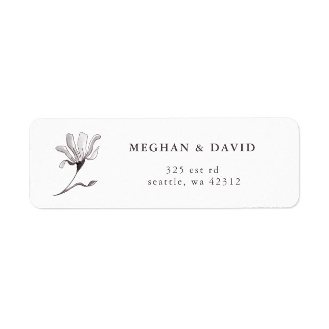 Rustic Elegant Floral Sketch Wedding Label (Front)