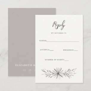 Rustic Elegant Floral Sketch Wedding RSVP Card