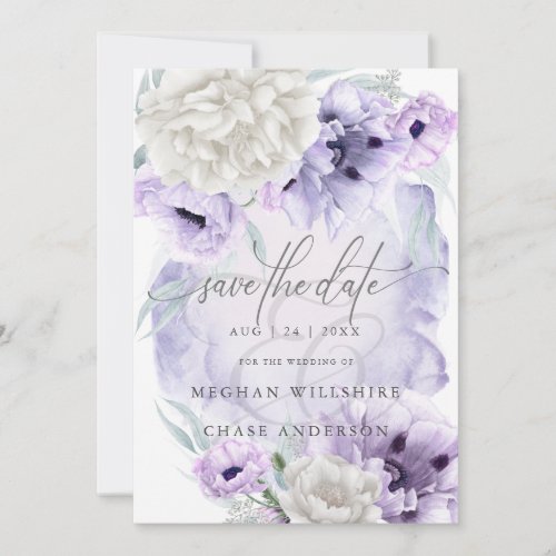 Rustic Elegant Floral Watercolor Lilac Poppies Inv Invitation