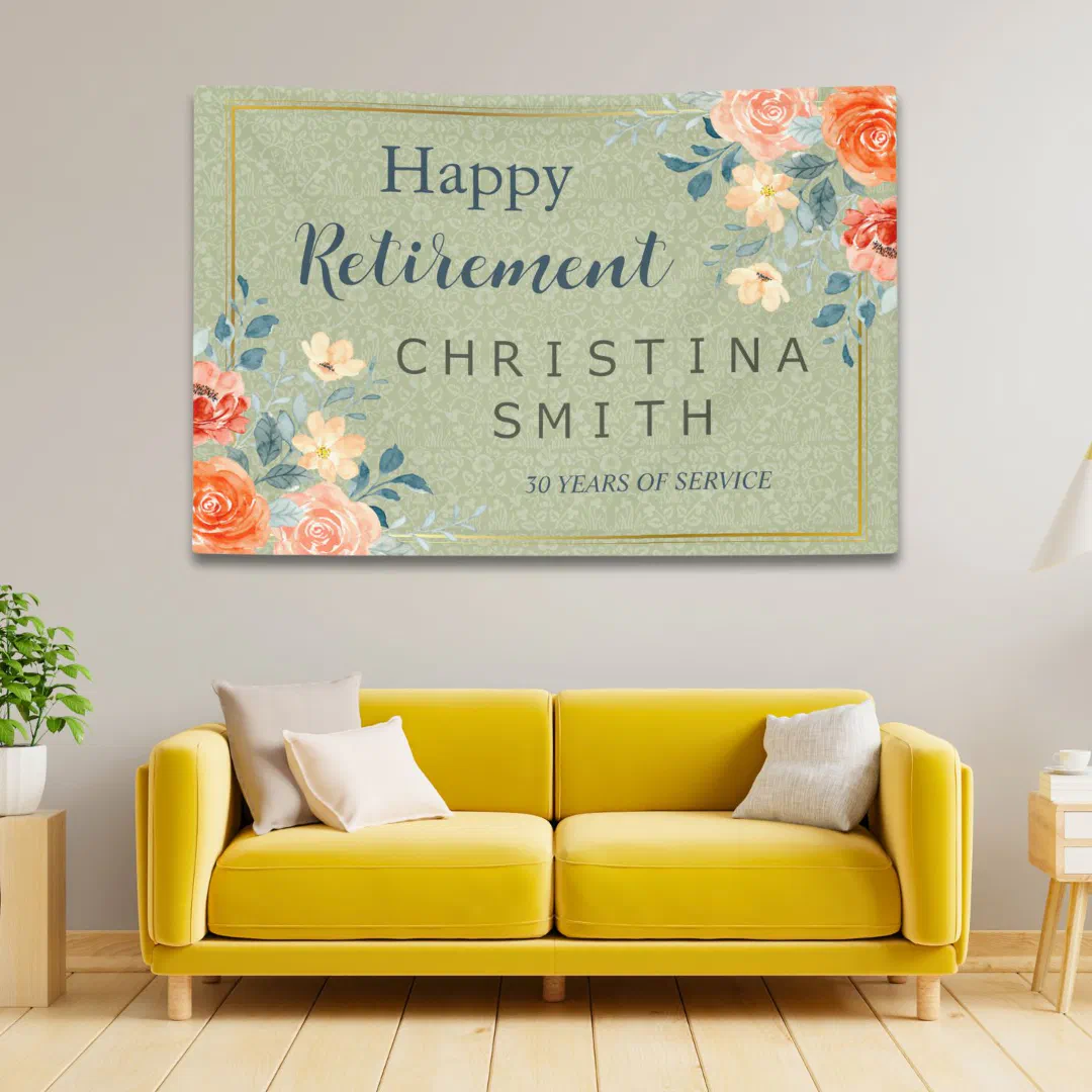 Rustic Elegant Floral Watercolor Retirement Party Banner (Rustic Elegant Floral Watercolor Retirement Party Banner)