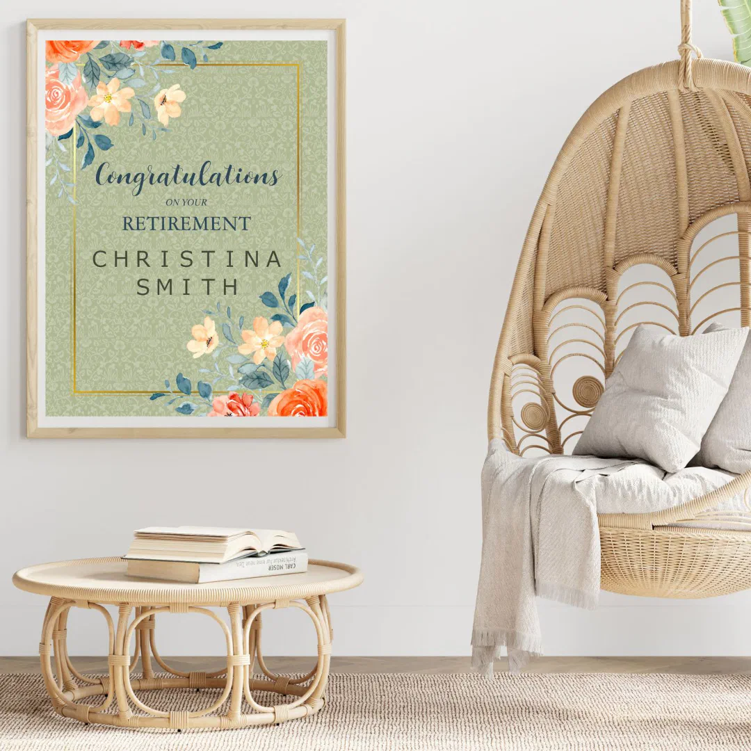 Rustic Elegant Floral Watercolor Retirement Party Poster (Rustic Elegant Floral Watercolor Retirement Party Poster)