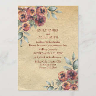 Rustic Elegant Floral Wedding Invitation