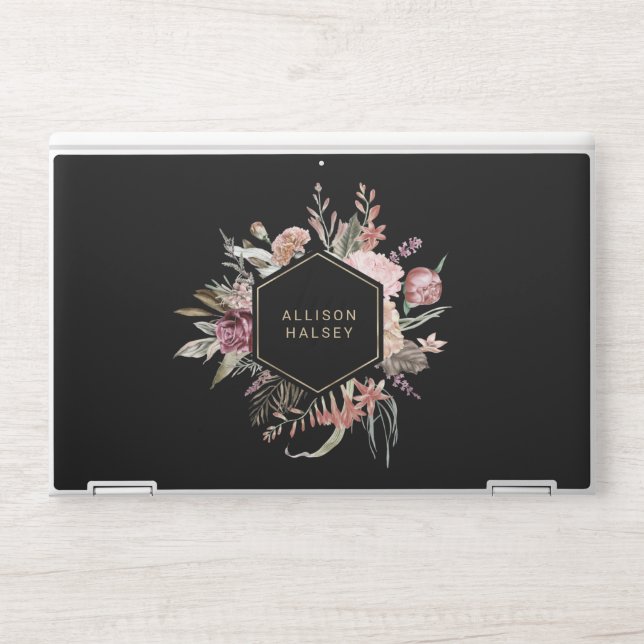 Rustic Elegant Floral with Geometric Frame HP Laptop Skin (Front)