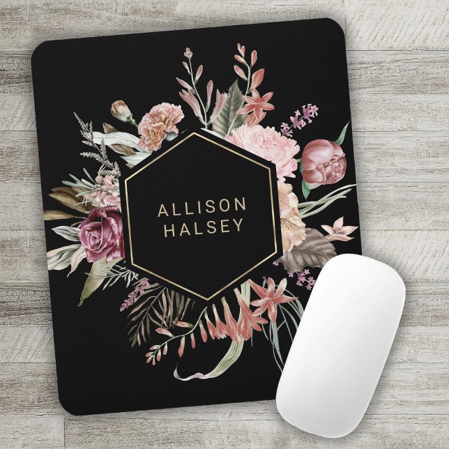 Rustic Elegant Floral with Geometric Frame Mouse Pad (Creator Uploaded)