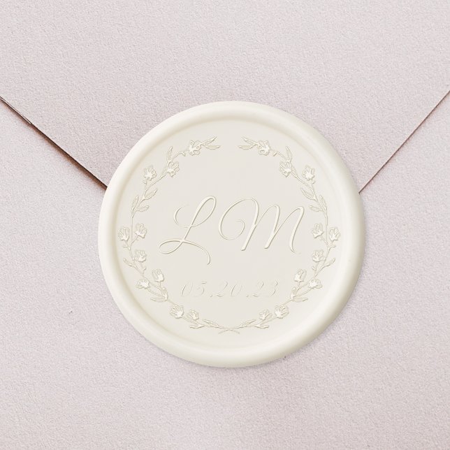 Rustic Elegant Floral Wreath Wedding Save the Date Wax Seal Sticker (Creator Uploaded)