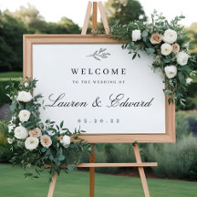 Rustic Elegant Foliage Wedding Welcome Sign