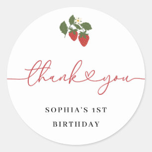 Rustic Elegant Girl's Berry First Birthday Favor Classic Round Sticker