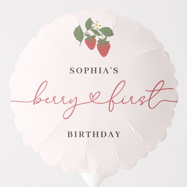 Rustic Elegant Girl's Berry First Birthday Party Balloon (Front)