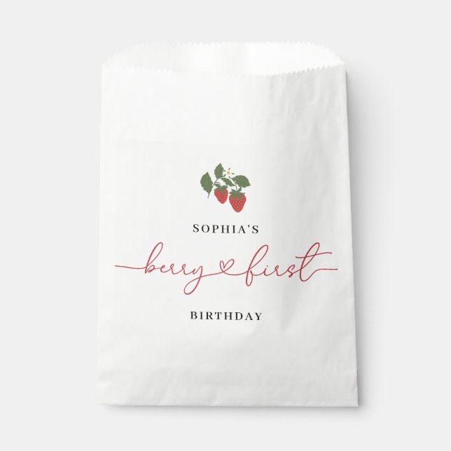 Rustic Elegant Girl's Berry First Birthday Party Favor Bag (Front)