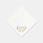 Rustic &amp; Elegant Gold Antler | Custom Name Wedding Napkins at Zazzle
