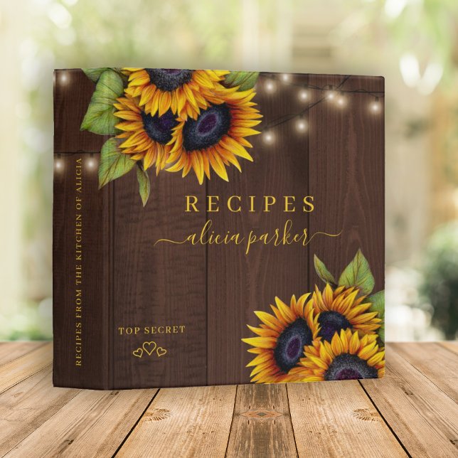 Rustic elegant gold script bridal shower recipe 3 ring binder (Creator Uploaded)