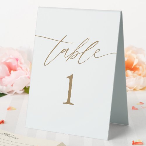 Rustic Elegant Gold Wedding Table Numbers Table Tent Sign
