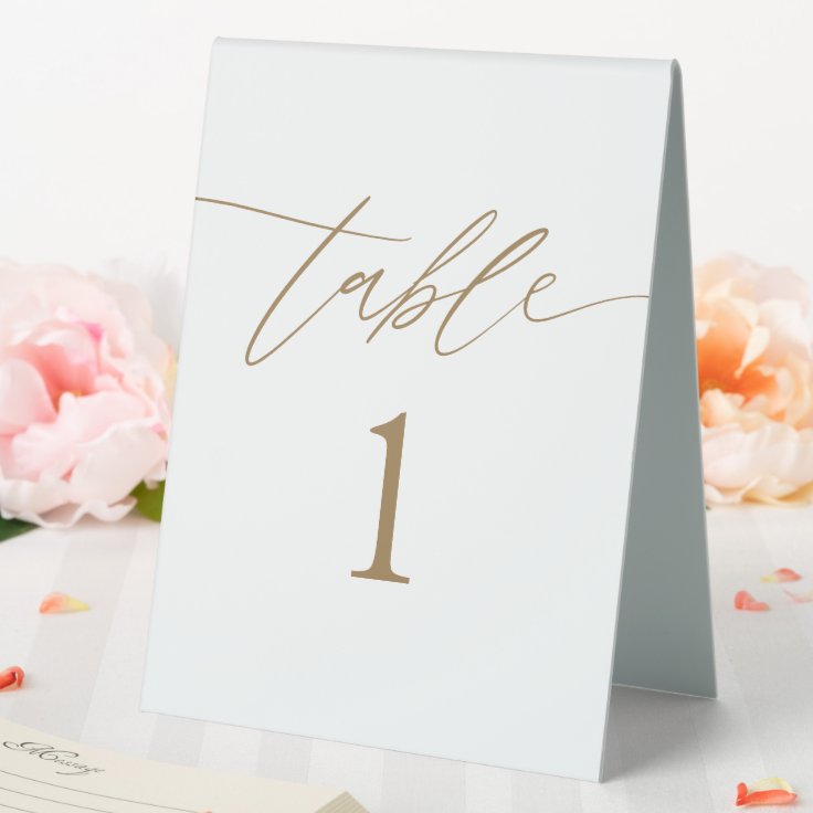 Rustic Elegant Gold Wedding Table Numbers Table Tent Sign 