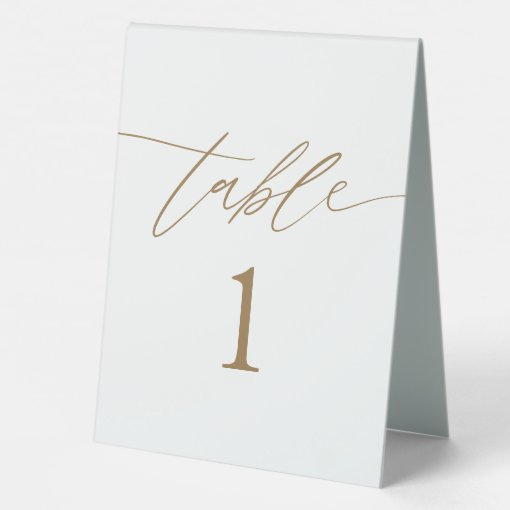 Rustic Elegant Gold Wedding Table Numbers Table Tent Sign | Zazzle