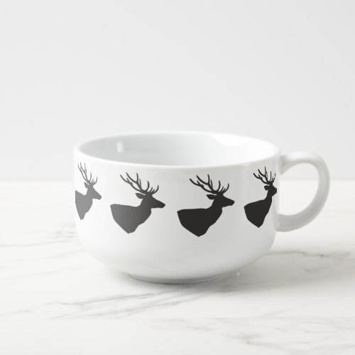 Rustic Elegant Gray Deer Soup Mug