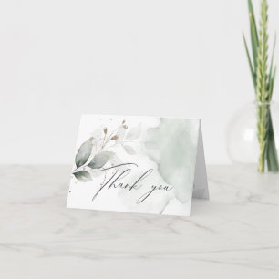 Rustic Elegant Green Watercolor Thank You Card