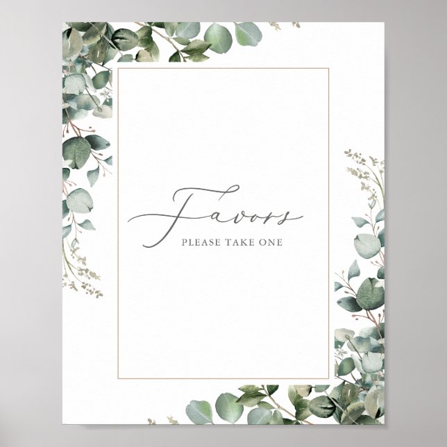 Rustic Elegant Greenery Eucalyptus Wedding Favors Poster (Front)