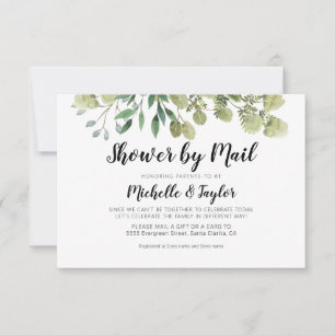 Rustic Elegant Greenery Virtual Shower Invite Card