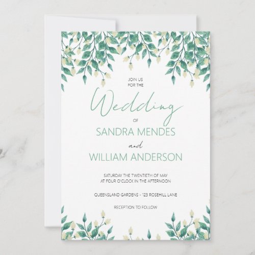 Rustic Elegant Greenery Wedding Invitation