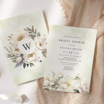 Rustic Elegant Greenery White Floral Bridal Shower Invitation
