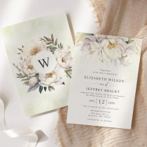 Rustic Elegant Greenery White Floral Wedding Invitation