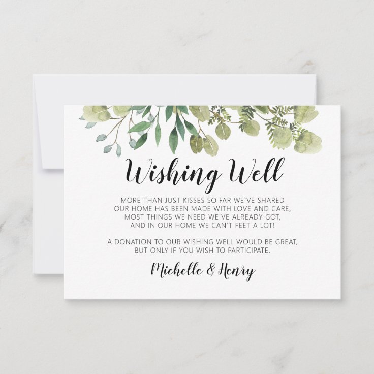 Rustic Elegant Greenery Wishing Well Card | Zazzle