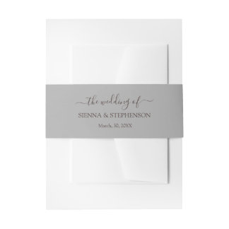 Rustic Elegant Grey Wedding Invitation Belly Band