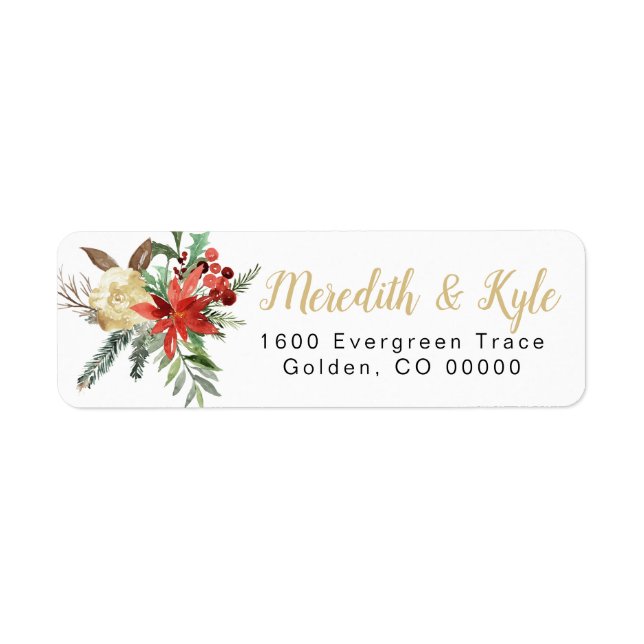 rustic elegant holiday Christmas return address  Label (Front)
