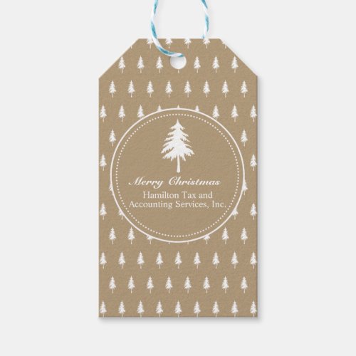 Rustic Elegant Kraft Paper Corporate Christmas Gift Tags