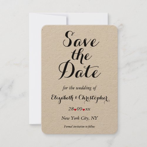 Rustic Elegant Kraft Paper Wedding Engagement Save The Date