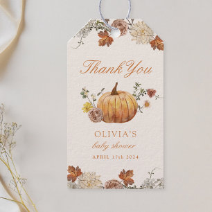 Rustic Elegant Little Pumpkin Fall Baby Shower Gift Tags