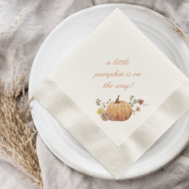 Rustic Elegant Little Pumpkin Fall Baby Shower Napkins (Creator Uploaded)