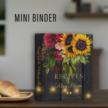 Rustic Elegant Luxury Floral Barn Wood Recipes Mini Binder by invitations_kits at Zazzle