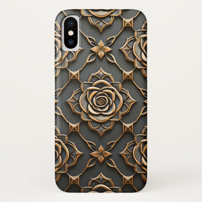 Rustic Elegant Metallic Rose Case-Mate iPhone Case (Back)