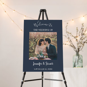 Rustic elegant navy blue photo wedding foam board