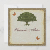 Rustic Elegant Oak Tree Wedding Invitation (Back)