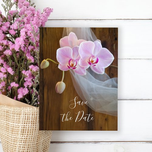 Rustic Elegant Orchid Barn Wedding Save the Date Announcement Postcard