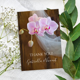 Rustic Elegant Orchids Barn Wedding Thank You Card